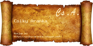 Csiky Aranka névjegykártya